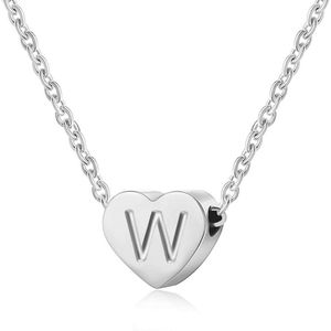 Hartvormige Letterketting voor Dames en Meisjes - Gepersonaliseerde Choker in Zilver