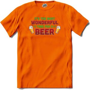 It's the most wonderful time for a beer - foute bier kersttrui - T-Shirt - Meisjes - Oranje - Maat 12 jaar
