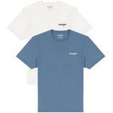 Wrangler - Regular-Fit T-shirts - Blauw en Wit - Katoen