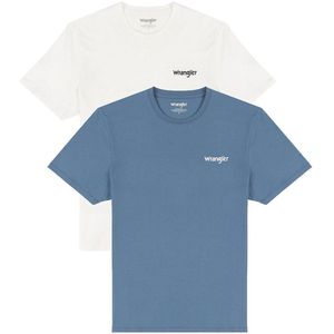 Wrangler - Regular-Fit T-shirts - Blauw en Wit - Katoen