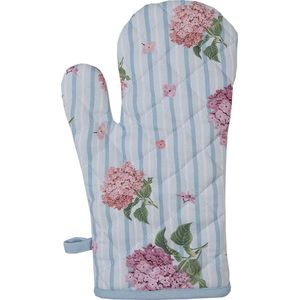 Clayre & Eef Kind Ovenwant 12x21 cm Wit Roze Katoen Hortensia Ovenhandschoen