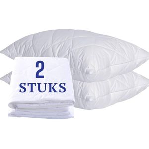 Ultra soft Gewatteerde Kussenbeschermer Met rits 100% Katoen -Antibacteriëel Kussenbeschermer -Anti-allergie-kussenbeschermers 60x70 cm - Set van 2 stuks-Wit