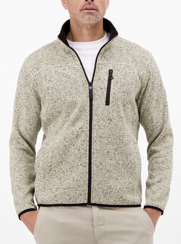 Lerros Heren vest ecru (Maat: S) - Mélange - Halslijn: Opstaande kraag,