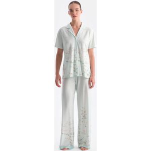 Dagi Bloemenprint Pyjamaset met Korte Mouwen, Overhemdkraag en Broek met Normale Taille