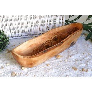 Schaal langwerpig ‘rustic’ olijfhout 35-39 cm