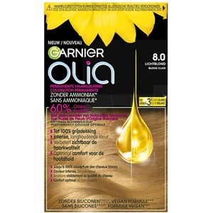 Garnier - Olia 8 - Haarkleuring - Lichtblond - Zonder Ammoniak - 60% Olie - Permanente Kleur - 1 stuk