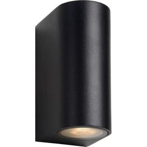 Lucide ZORA-LED - Wandspot / Wandlamp Binnen/Buiten - LED Dimb. - GU10 - 2x5W 3000K - IP44 - Zwart