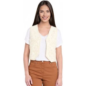 Mouwloos vest met borduursel en parels
