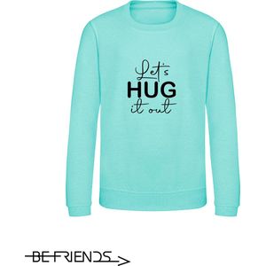Be Friends Sweater - Let's hug it out - Kinderen - Mint groen - Maat 5-6 jaar