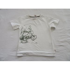noukie's , jongens , t-shirt korte mouw , creme met groen merlin , 3 jaar 98