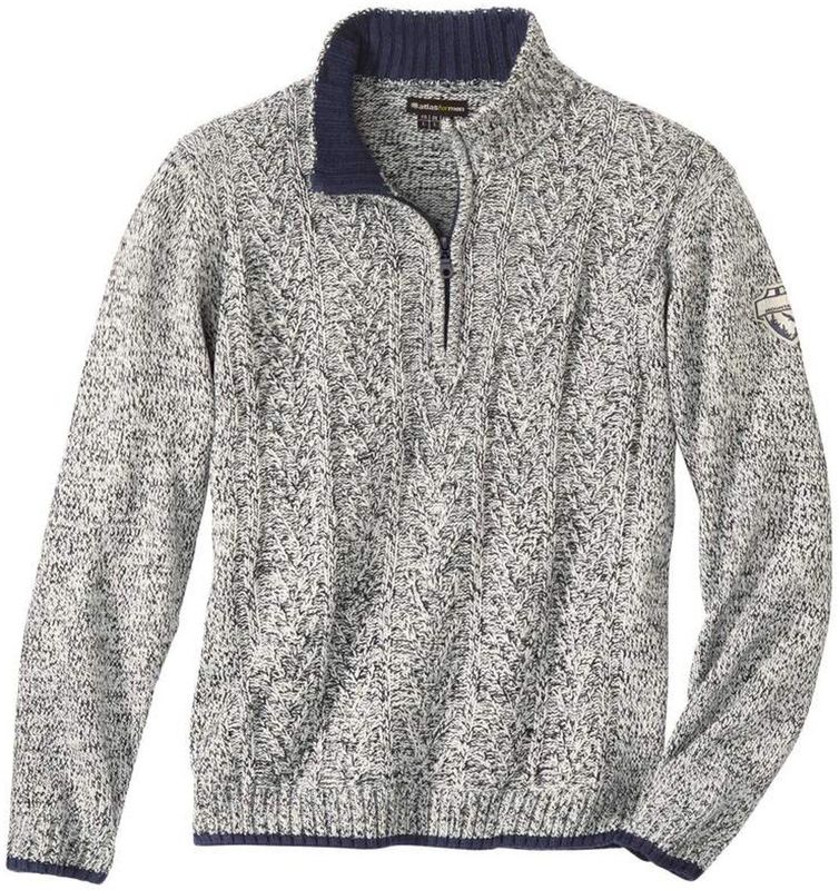 ATLAS FOR MEN - Gebreide schipperstrui met kabelpatroon - Heren - Verkrijgbaar in grote maten - L