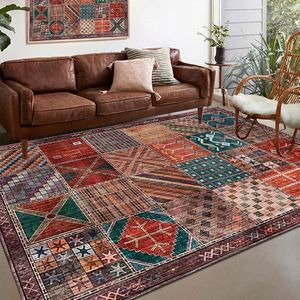 Vloerkleed, zachte korte stapel, veelkleurig patchwork vintage design tapijten voor woonkamer, eetkamer, slaapkamer, kinderkamer, hal, keuken, 120 x 160 cm
