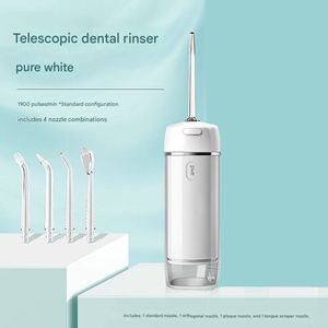 Draagbare waterflosser voor thuisgebruik, elektrische puls-tandreiniger, verwijderaar van mondvlekken, waterspray-tandzijde - wit