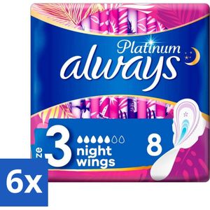Always - Maandverband - Night - Platinum - 8 Maandverband - Voordeelverpakking - 6 stuks