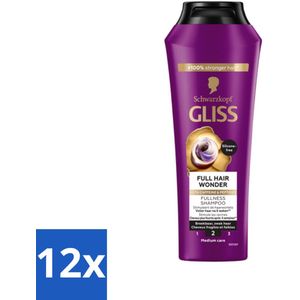 Gliss Shampoo Full Hair Wonder - 250 ml - Voordeelverpakking - 12 stuks
