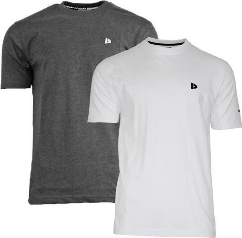 Donnay T-shirt - 2 Pack - Sportshirt - Heren - Wit Ch-marl