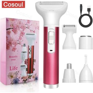 Cosoul ® 5 in 1 Ladyshave - Oksels - Benen - Bikinilijn - Scheerapparaat Vrouw - Ontharingsapparaat Elektrisch Ontharen - Scheermesjes vrouw - Gezichtsontharing Dames - Trimmer Vrouw - Ladyshaves Bikini - USB Oplaadbaar