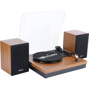 Vinyl platenspeler met Bluetooth en externe HiFi luidsprekers - 3 snelheden, AUX-ingang, USB- en SD-opname