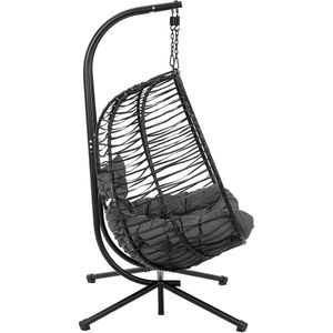 Buiten hangstoel met frame - voor twee personen - opklapbare zitting - zwart/grijs - Uniprodo