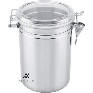 Nevolis roestvrijstalen koffieblik voorraaddoos koffiecontainer vershouddoos roestvrij staal luchtdicht voedselopslag deksel koffiebonen koffiepoeder XL 1900 .