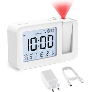 Projectiewekker met Temperatuurweergave en Snoozefunctie voor Slaapkamer en Kantoor