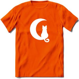 Nacht Wacht - Katten T-Shirt Kleding Cadeau | Dames - Heren - Unisex | Kat / Dieren shirt | Grappig Verjaardag kado | Tshirt Met Print | - Oranje - 3XL