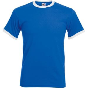 Fruit Of The Loom - Ringer T-shirt - Royaal Blauw/Wit - Korte Mouwen