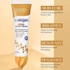 SADOER | Handverzorging - Hand Cream | Pure Active | Collageen Handcrème | Anti ouderdom | Creme tegen Rimpels | Hydraterende & Laat Stralen | voedende en beschermende handcrèms - handcrème droge en beschadigde handen | Crème voor Ruwe Handen |NO: #1