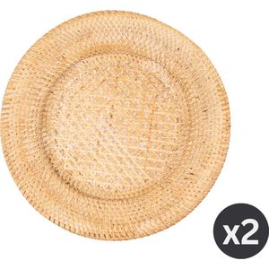 Onderbord rattan - dia 22-32 cm, naturel, SET/2