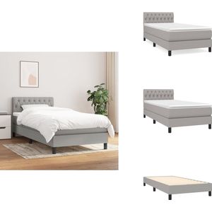 vidaXL Boxspring - Boxsprings - Bed - Slaapmeubel - Boxspring met matras stof lichtgrijs 90x200 cm