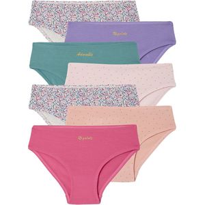 Set van 7 Slipjes - Fuchsia - Meisjes - 95% Katoen - Biologische Landbouw