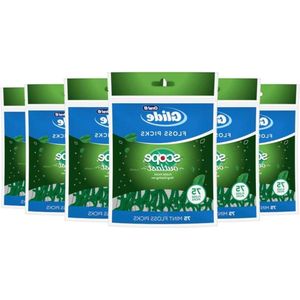Complete Glide Dental Floss Picks Plus Scope Outlast Langdurige Mint 75 Tandzijde Picks Pack van 6 - Verpakking kan variëren