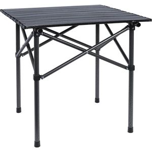 Kleine campingtafel, inklapbaar met rol-tafelblad, draagbare vierkante klaptafel met draagtas, koolstofstaal, tuintafel 50 cm, voor picknick, barbecue, balkon, zwart