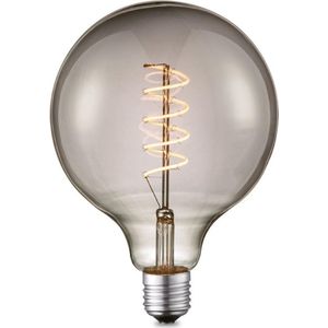 Home Sweet Home - Edison Vintage E27 LED filament lichtbron Globe - Rook - 12.5/12.5/17cm - G125 Spiral - Retro LED lamp - Dimbaar - 4W 140lm 1800K - warm wit licht - geschikt voor E27 fitting