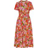 Usha Jurk 'Festival'  limoen / lichtoranje / lichtroze / knalrood