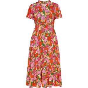 Usha Jurk 'Festival'  limoen / lichtoranje / lichtroze / knalrood