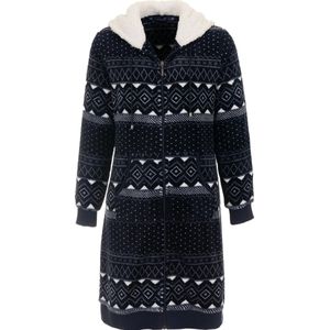 Dames badjas met rits - Noorse print - fleece - zacht & warm - ritssluiting badjas dames - luxe ochtendjas -maat XXL (52-54)