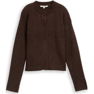 TOM TAILOR - Cardigan - Soft Chocolate Brown Melange - Gebreid Vest voor Dames