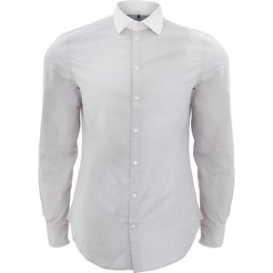 SOLs Heren Belmont Contrasterende Lange Mouwen Poplin Formele Shirt (Parelgrijs)