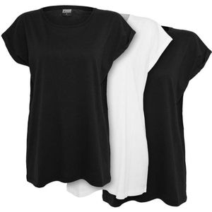Urban Classics - Extended Shoulder Dames Tshirt - L - Zwart/Wit