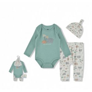 baby kledingset 3 stuks, romper, broek, en mutsje, maat 68, 6-9 maanden 60% katoen