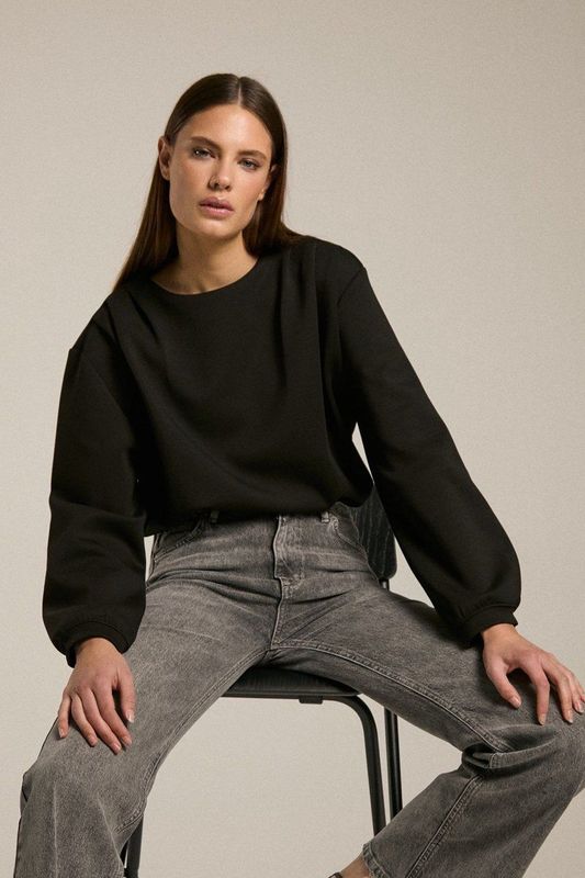 Homage to Denim - Longsleeve Sweater - Zwart - Met Schouderplooien