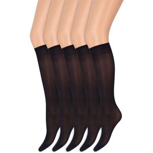 Kniekousen met soepele boord | Perfecte pasvorm | 40 denier | Merk: Marianne | Maat: One Size | Kleur: Blauw | 5 Paar