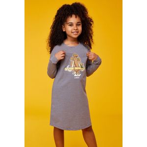 Woody slaapkleed meisjes/dames - marineblauw-beige - gestreept - mammoet - 232-10-DZF-Z/918 - maat 140