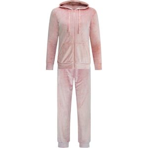Dames Velours Huispak met Rits - Loungeset - Joggingpak - Trainingspak - Loungewear Dames - Dusty Roze - Maat S - 2601