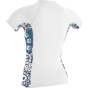 O'Neill Dames Korte Mouwen Lycra Vest Met Zijprint - White