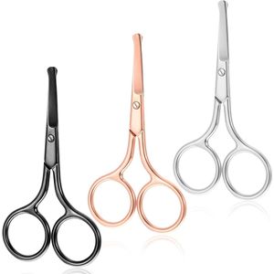 3 stuks roestvrijstalen baardschaars, ronde gebogen neusschaars, wenkbrauwschaar, haarschaarset voor haar, neus, wimpers