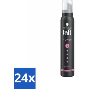 24 x Taft - Haarmousse - Power 5 - Zijdezachte hold - 200 ml - Haar Mousse - Volume Mousse - Haar Styling - Zijdezacht Haar - Stevige Hold