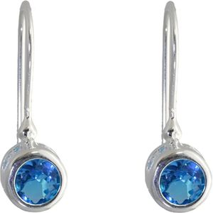 Behave - Oorbellen - 925 Sterling Zilver - Oorhangers met Turqoise Blauwe Zirconia Steen