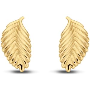 New Bling Goud 9NBG-0038 - Oorknop Veer - Bewerkt - 7mm - Goud